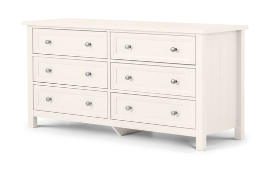 Julian Bowen Maine Surf White Pine 6 Drawer Wide Chest