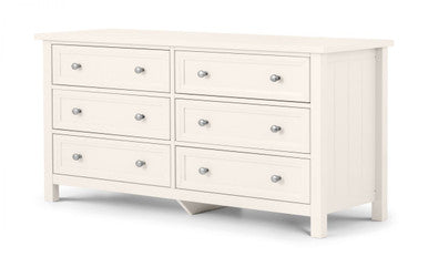 Julian Bowen Maine Surf White Pine 6 Drawer Wide Chest
