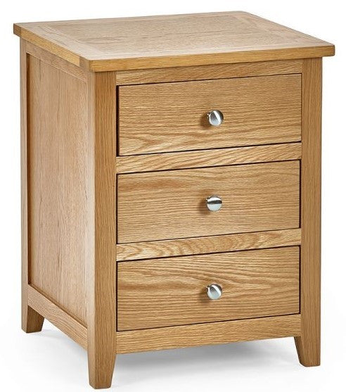 Julian Bowen Mallory Oak 3 Drawer Bedside