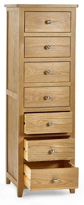 Julian Bowen Mallory Oak 7 Drawer Narrow Chest