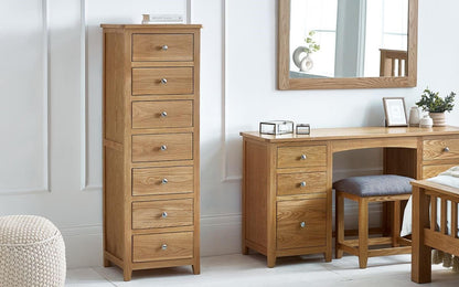 Julian Bowen Mallory Oak 7 Drawer Narrow Chest