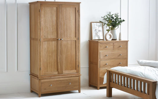 Julian Bowen Mallory Oak Combination 2 Door 1 Drawer Wardrobe