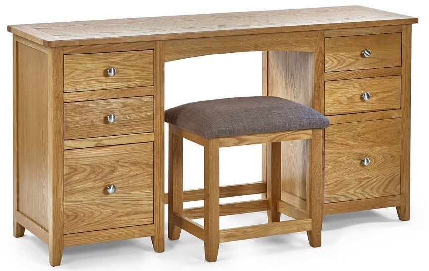 Julian Bowen Mallory Oak Twin Dress Table With Stool