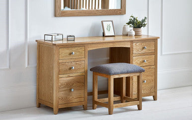 Julian Bowen Mallory Oak Twin Dress Table With Stool
