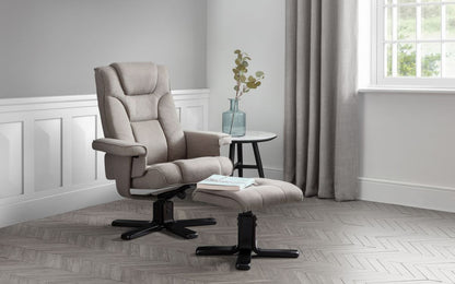 Julian Bowen Malmo Grey Linen Swivel Recliner & Stool