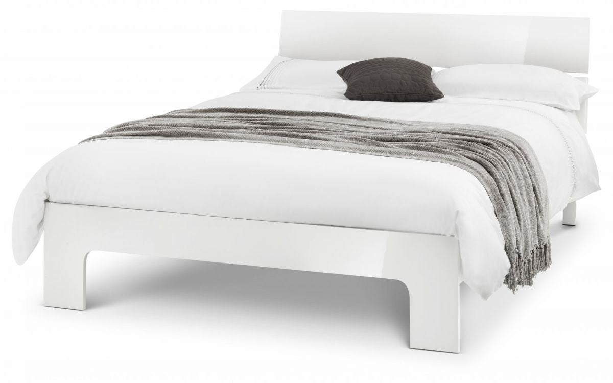 Julian Bowen Manhattan White 4ft6 Double High Gloss Bed