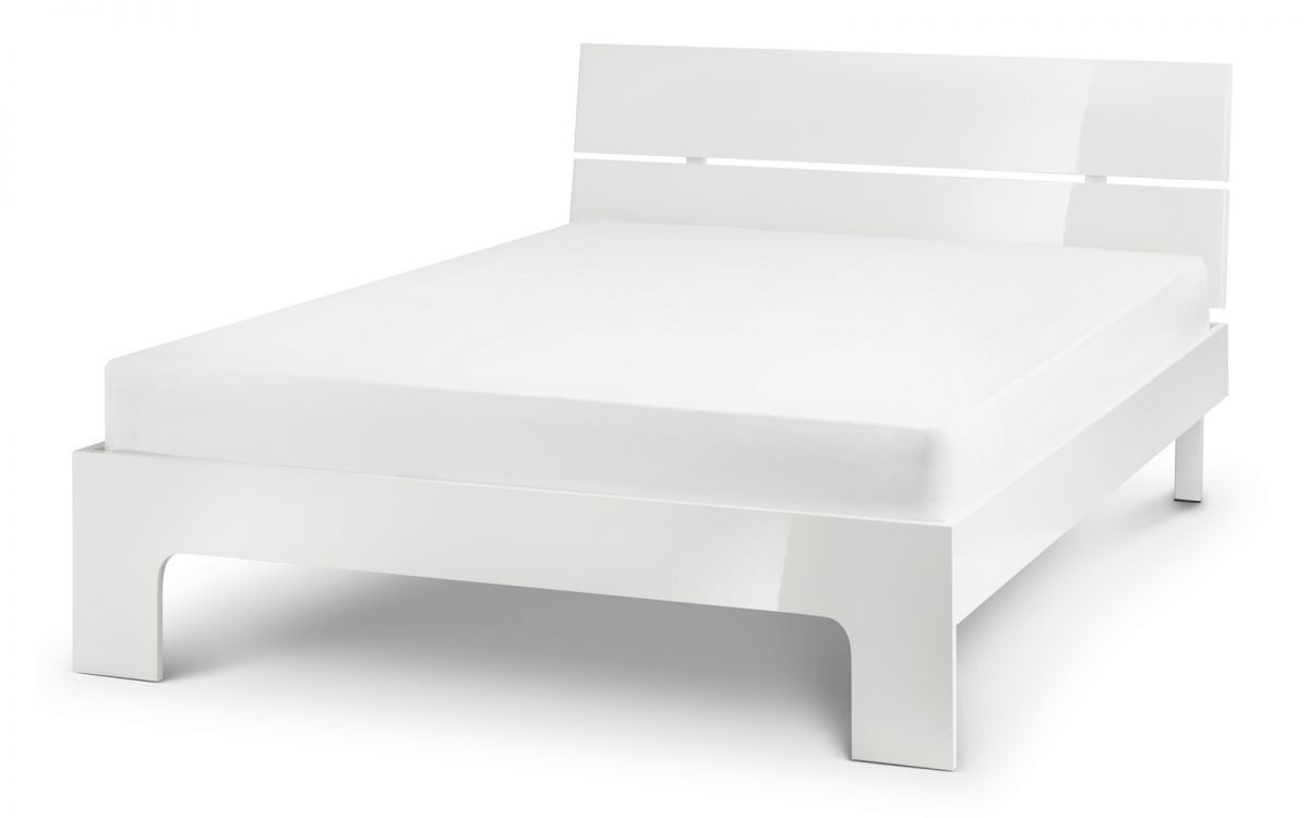 Julian Bowen Manhattan 5ft Kingsize White High Gloss Bed