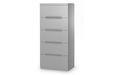 Julian Bowen Manhattan Grey 5 Drawer Narrow Chest