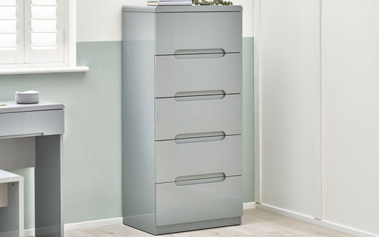 Julian Bowen Manhattan Grey 5 Drawer Narrow Chest
