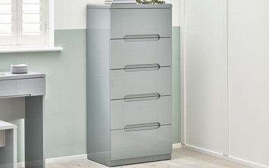 Julian Bowen Manhattan Grey 5 Drawer Narrow Chest