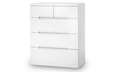 Julian Bowen Manhattan White High Gloss 3+2 Drawer Chest