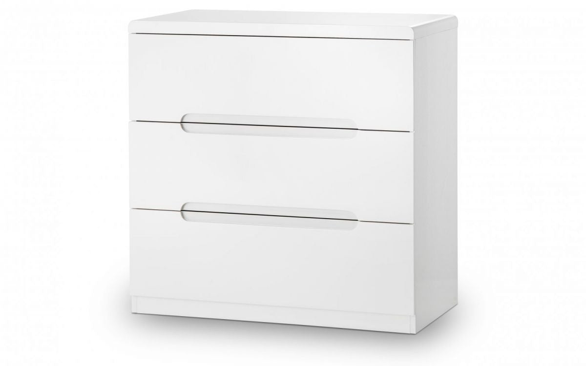 Julian Bowen Manhattan White High Gloss 3 Drawer Chest