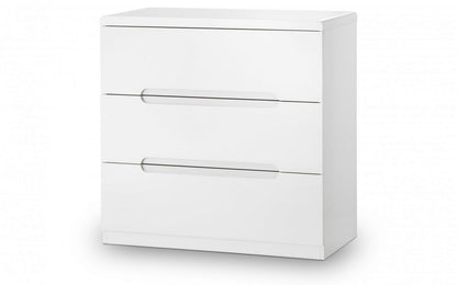 Julian Bowen Manhattan White High Gloss 3 Drawer Chest