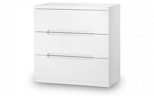 Julian Bowen Manhattan White High Gloss 3 Drawer Chest