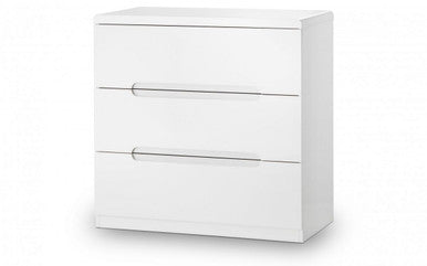 Julian Bowen Manhattan White High Gloss 3 Drawer Chest