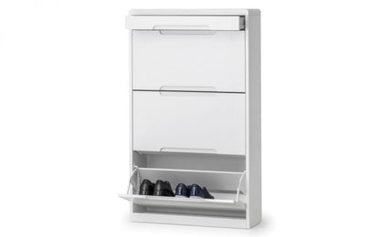 Julian Bowen Manhattan White High Gloss Shoe Cabinet With Drawer