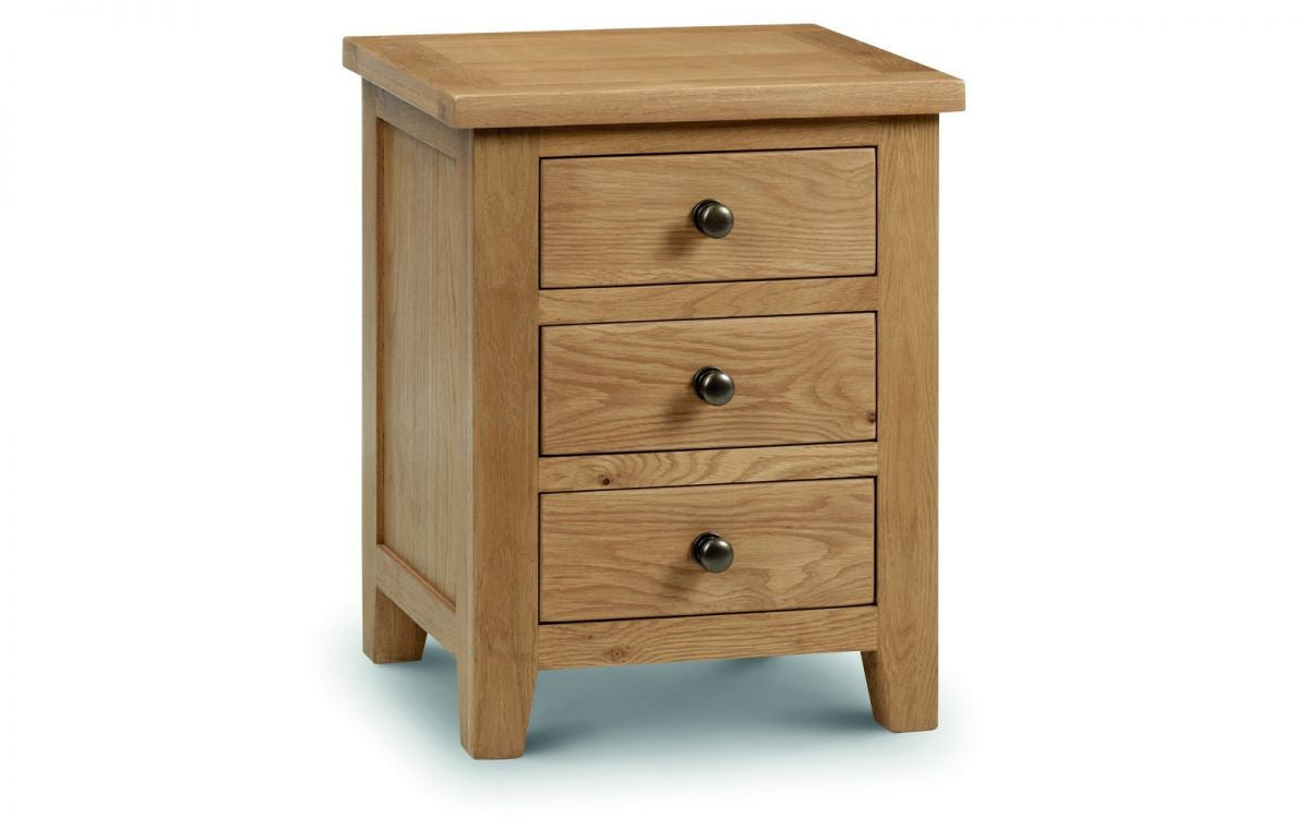 Julian Bowen Marlborough Oak 3 Drawer Bedside Cabinet