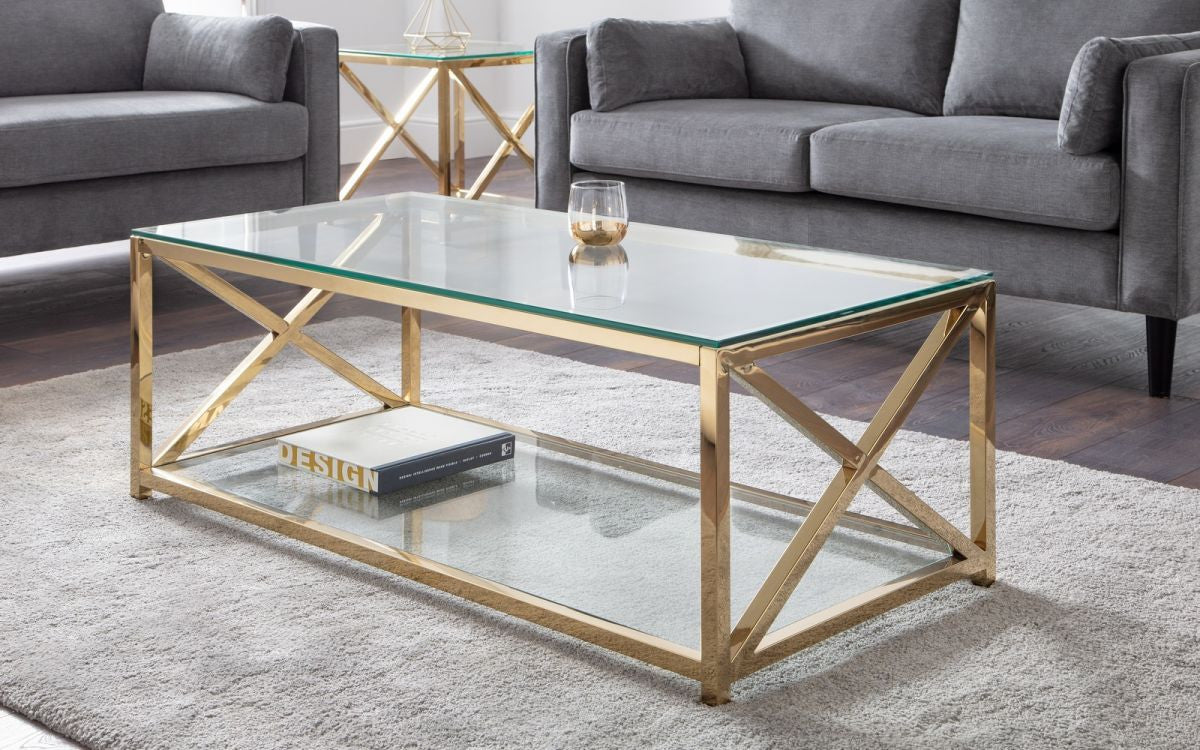 Julian Bowen Miami Gold Steel Coffee Table