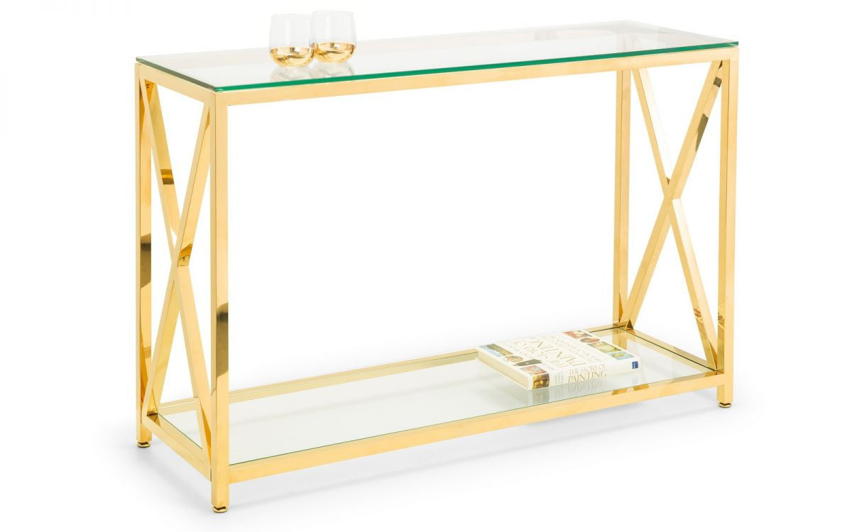 Julian Bowen Miami Gold Steel Console Table