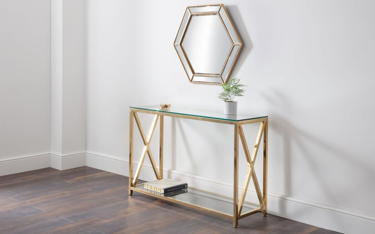 Julian Bowen Miami Gold Steel Console Table