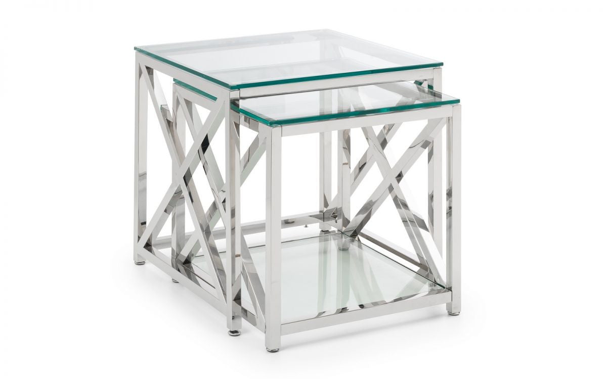 Julian Bowen Miami Silver Glass Nest Of Tables
