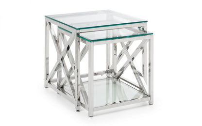 Julian Bowen Miami Silver Glass Nest Of Tables