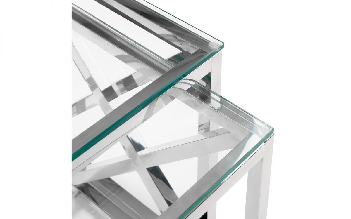 Julian Bowen Miami Silver Glass Nest Of Tables