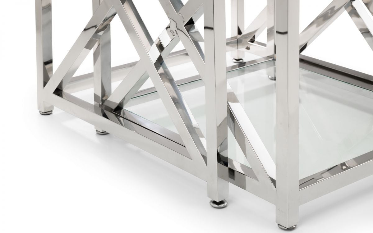 Julian Bowen Miami Silver Glass Nest Of Tables