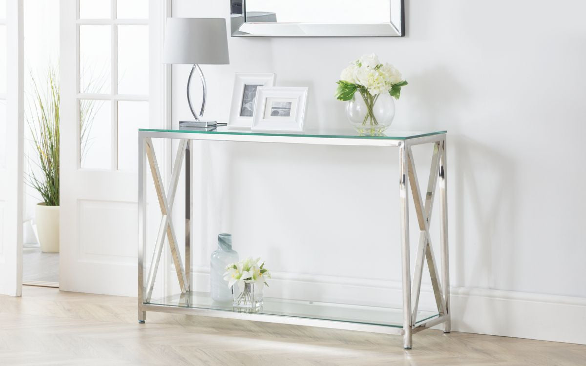 Julian Bowen Miami Silver Steel Console Table