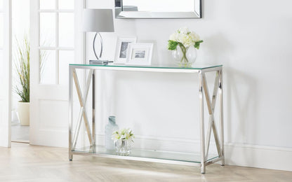 Julian Bowen Miami Silver Steel Console Table