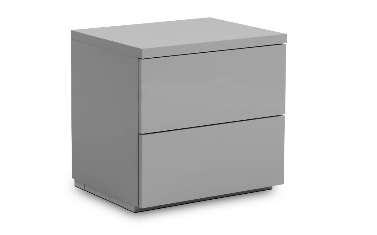 Julian Bowen Monaco Grey Gloss 2 Drawer Bedside