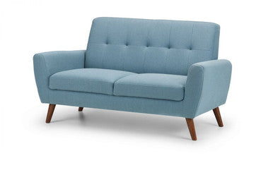 Julian Bowen Monza Blue Fabric 2 Seater Compact Retro Sofa