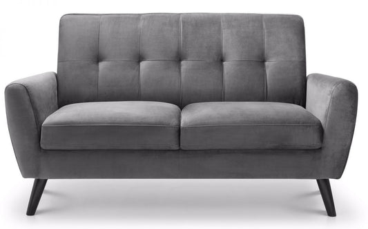 Julian Bowen Monza Dark Grey Velvet 2 Seater Sofa