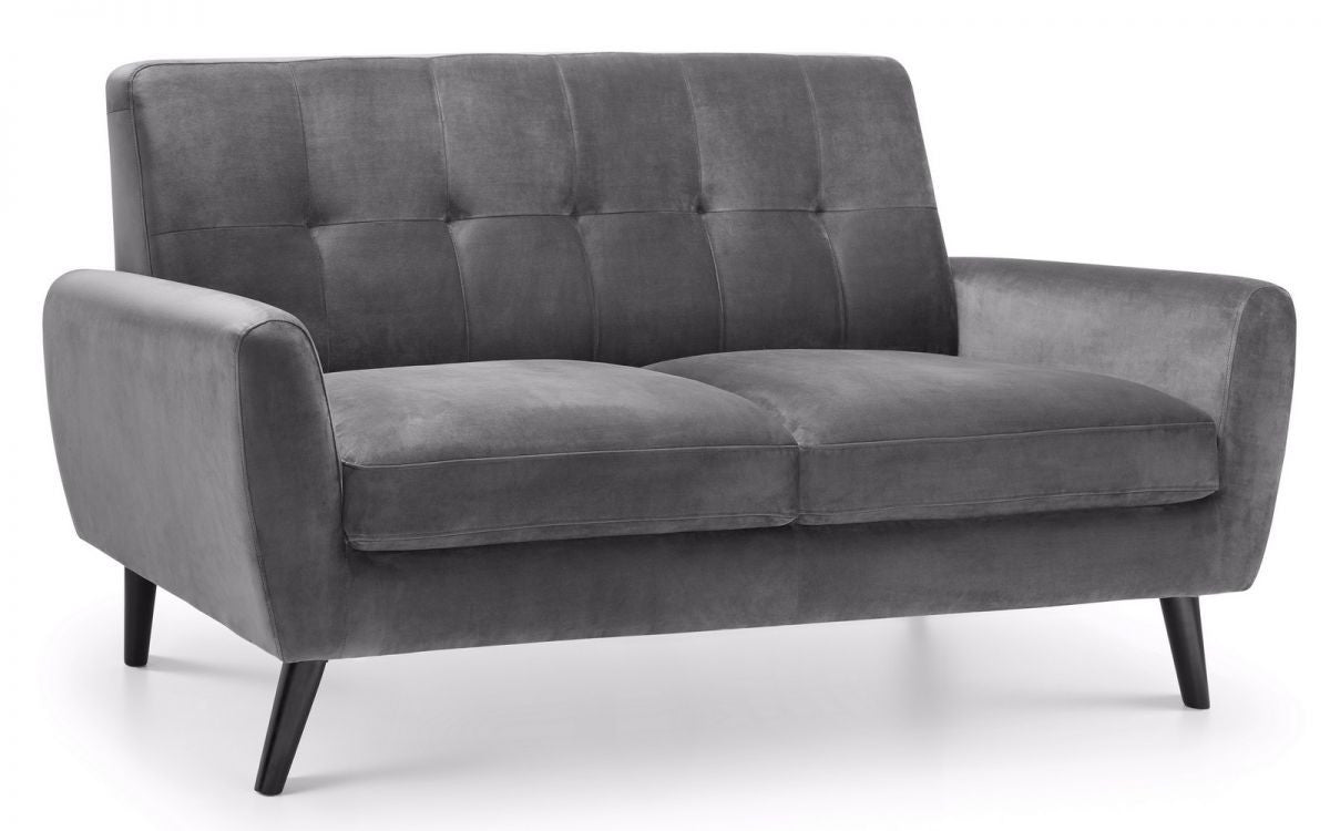 Julian Bowen Monza Dark Grey Velvet 2 Seater Sofa