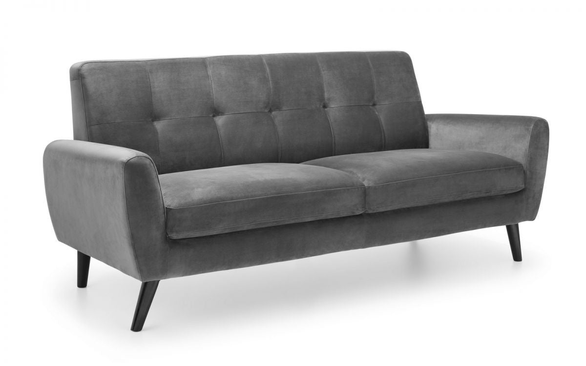 Julian Bowen Monza Dark Grey Velvet 3 Seater Sofa