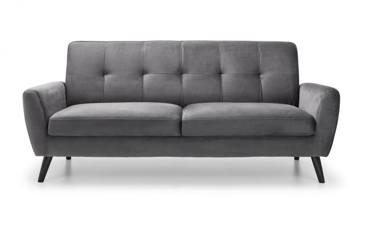 Julian Bowen Monza Dark Grey Velvet 3 Seater Sofa