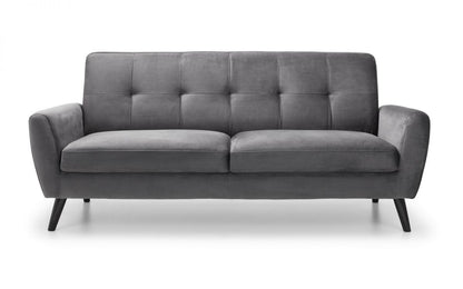 Julian Bowen Monza Dark Grey Velvet 3 Seater Sofa