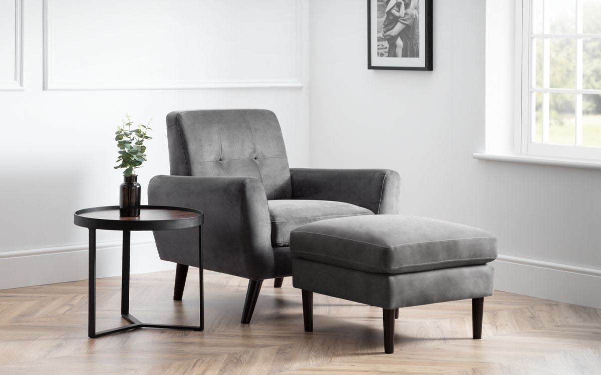 Julian Bowen Monza Dark Grey Velvet Chair