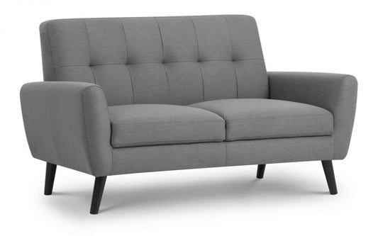 Julian Bowen Monza Grey Fabric Compact Retro 2 Seater Sofa