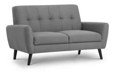 Julian Bowen Monza Grey Fabric Compact Retro 2 Seater Sofa
