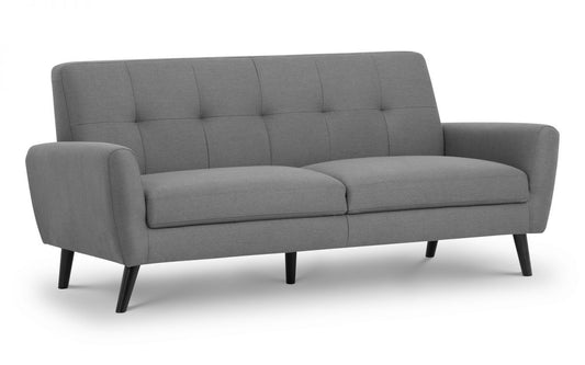 Julian Bowen Monza Grey Fabric Compact Retro 3 Seater Sofa