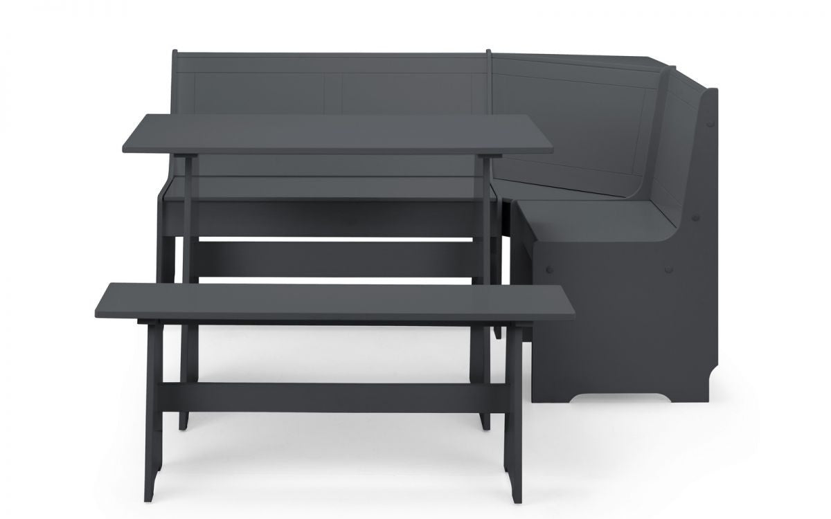 Julian Bowen Newport Anthracite Corner Dining Set With Storage Bench
