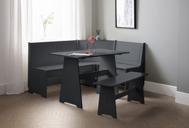 Julian Bowen Newport Anthracite Corner Dining Set With Storage Bench