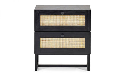 Julian Bowen Padstow Black 2 Drawer Bedside Table