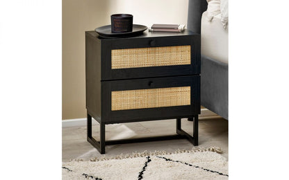 Julian Bowen Padstow Black 2 Drawer Bedside Table