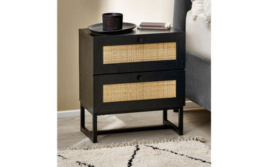 Julian Bowen Padstow Black 2 Drawer Bedside Table