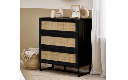Julian Bowen Padstow Black 3 Drawer Chest