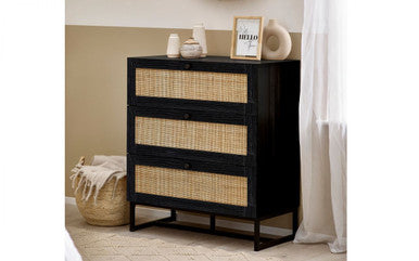 Julian Bowen Padstow Black 3 Drawer Chest