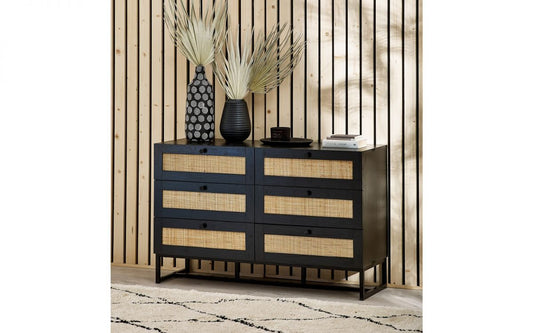 Julian Bowen Padstow Black 6 Drawer Chest