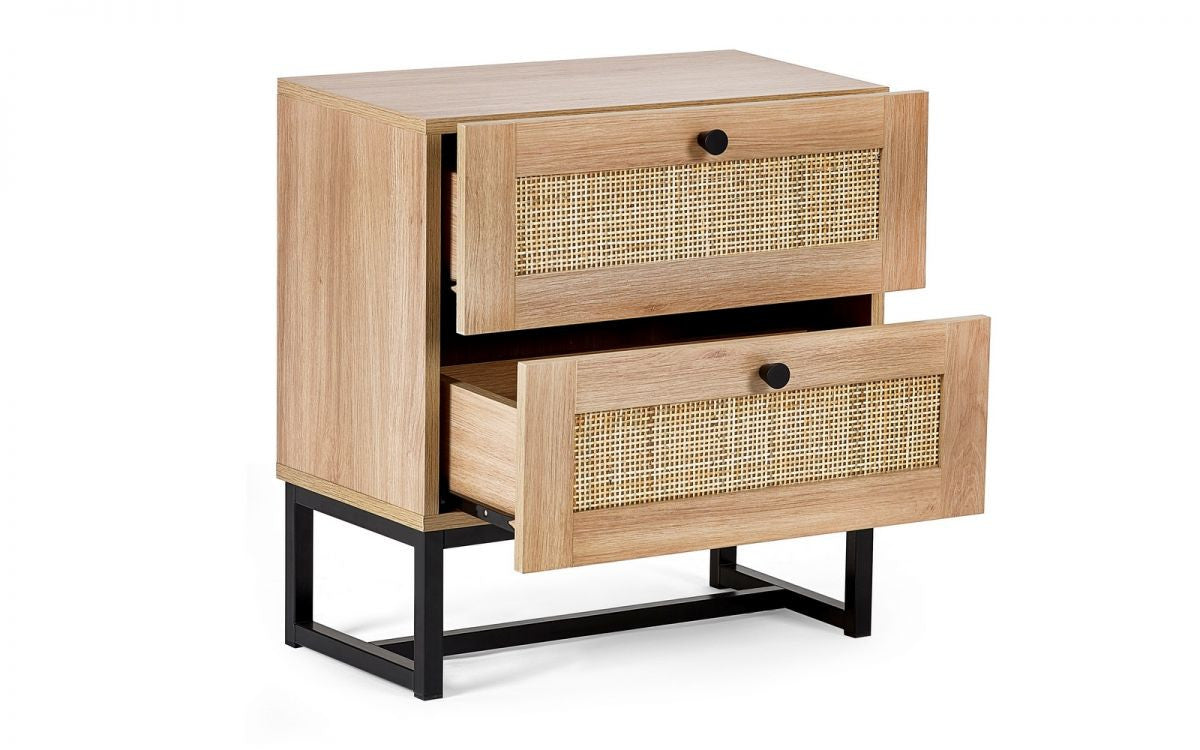Julian Bowen Padstow Oak 2 Drawer Bedside